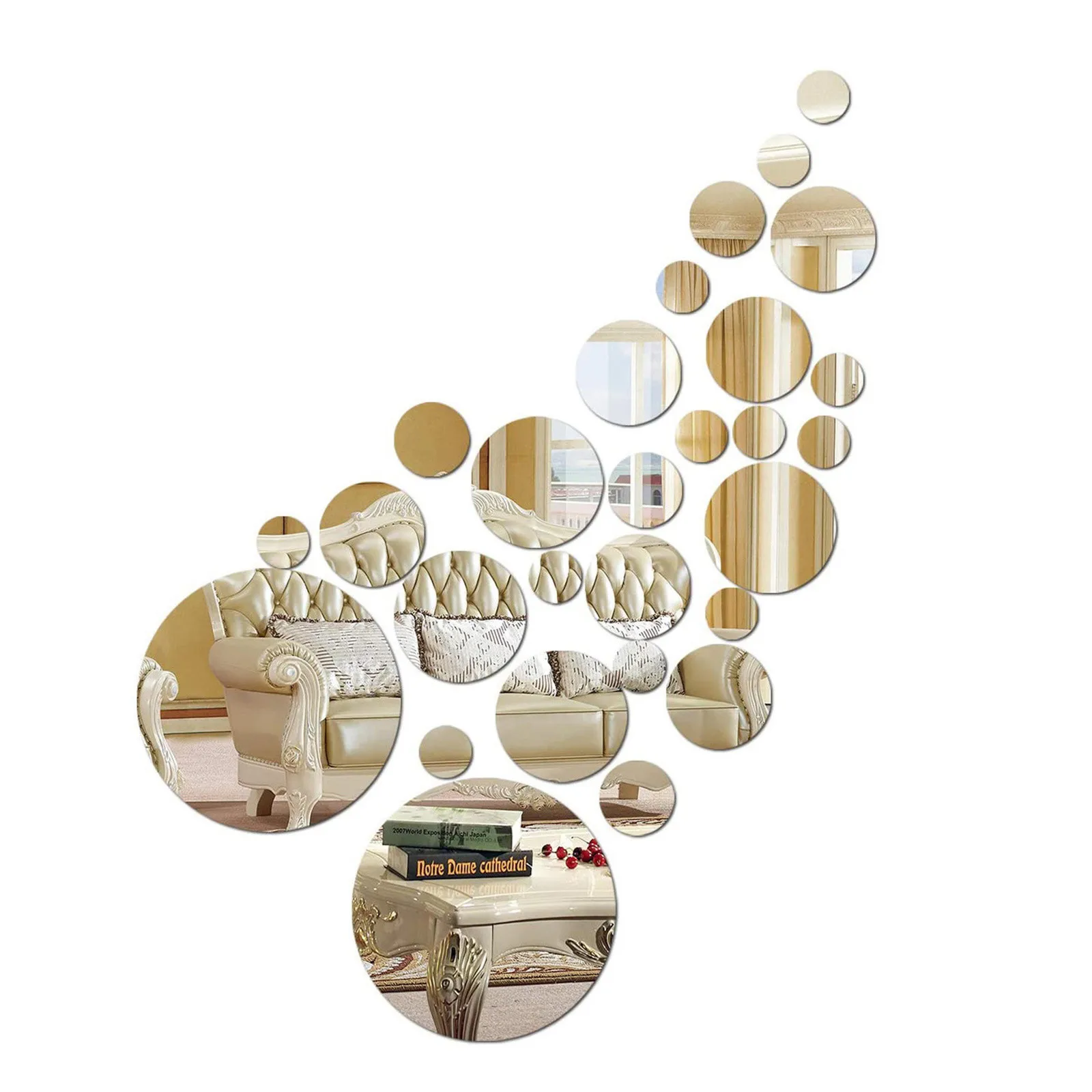 Водонепроницаемые Круглые Хрустальные зеркальные настенные наклейки акриловые