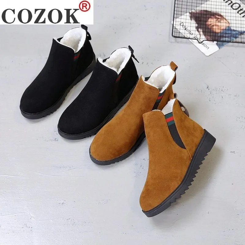 

Shoes for Women Winter Chelsea Boots Women's Plus Velvet Warm Ankle Boots Women's Platform Boots Lasdies Fashion Zapatos Mujer