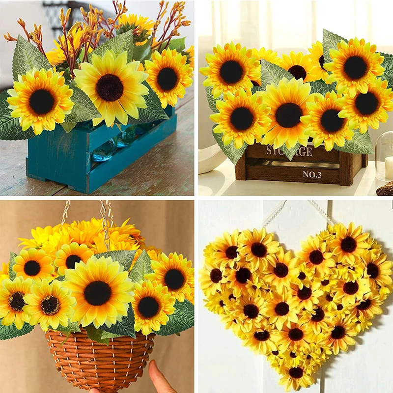 

230pcs Artificial Sunflower Heads Set Fake Silk Sunflowers Heads Wedding Home Decor Bride Holding Flowers DIY Handicrafts