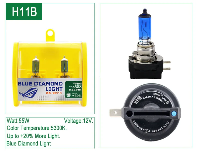XENCN 12V H1 H3 H4 H7 H8 H9 H10 H11 H13 H15 H16 880 881 9005 9006 9012 5300K Blue Diamond, для использования в светильник автомобилей головной светильник галогенных ламп, 2 шт