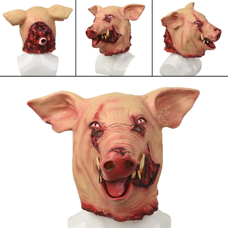 

Halloween Party Headgear Horror Bloody Pig Head Latex Mask Masquerade Cosplay Face Mask Bar Stage Performance Props