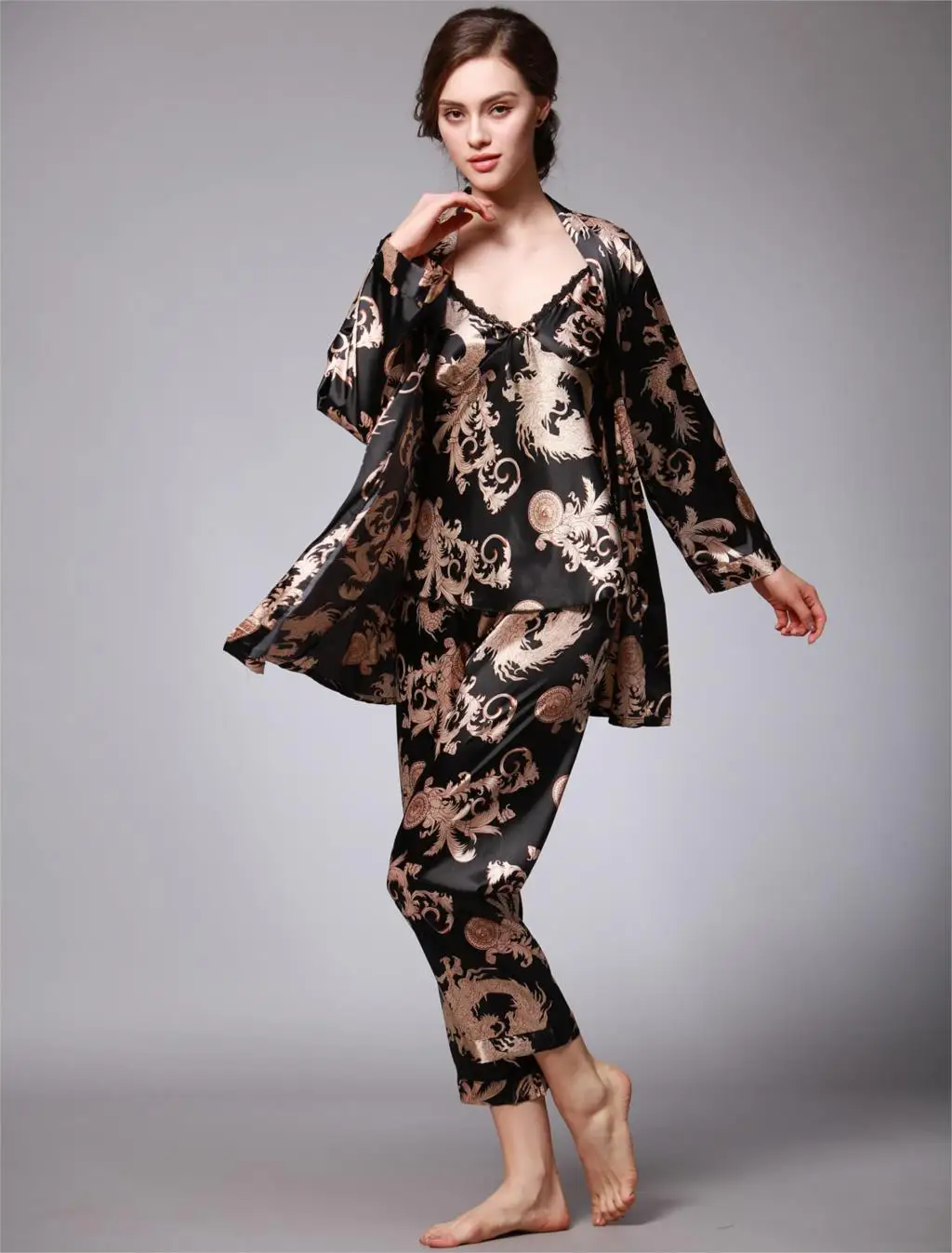 Женская шелковая пижама 2020 женские атласные пижамные комплекты из 3 предметов