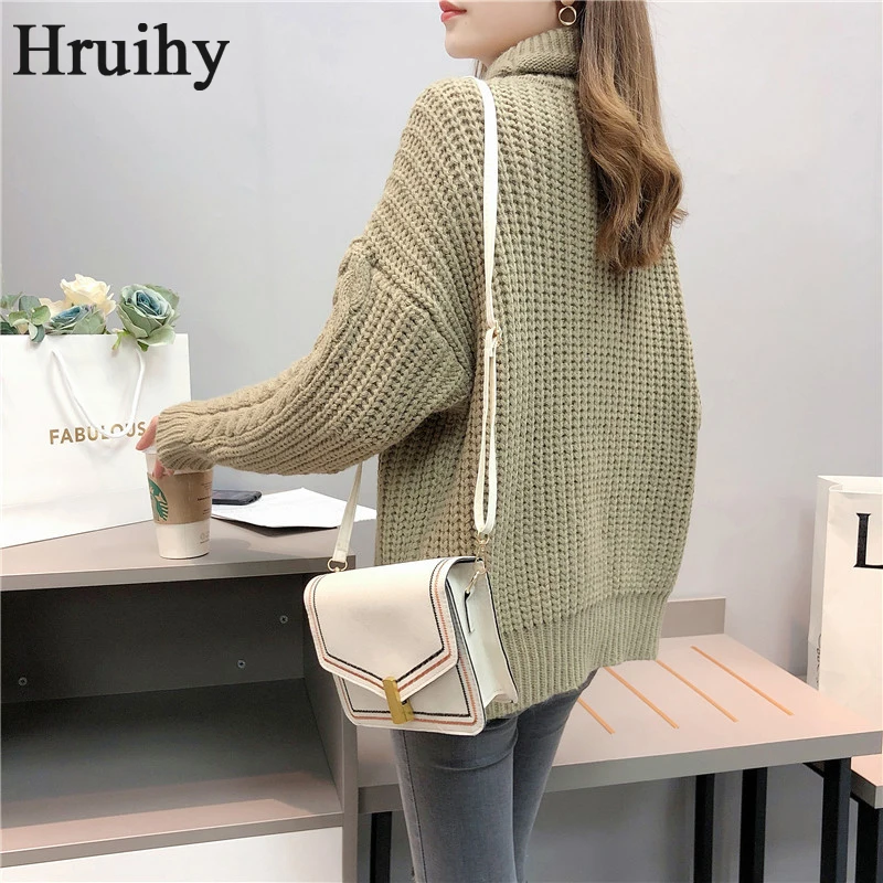 

Turtleneck Women New Long Sleeve Solid Color High-neck Twist Sweater and Lazy Style Fashion Casual Pullovers Women Clothing