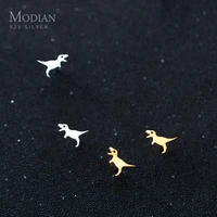 modian simple fashion gold color dinosaur stud earrings for women 2020 tiny 100 925 sterling silver party female jewelry