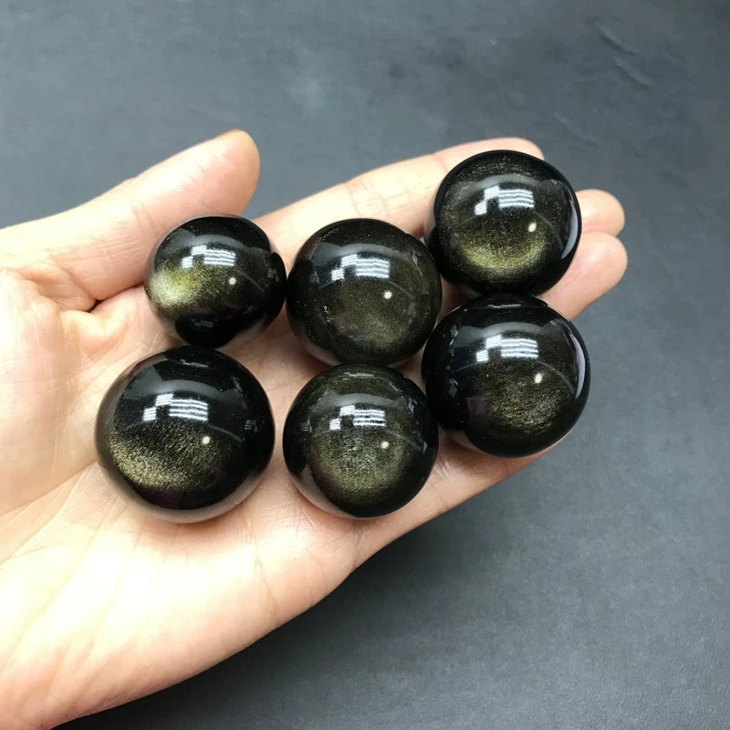 

1Pcs Natural Golden Obsidian Ball Healing Crystal Ball Reiki Mineral Ore Home Decor For Home Decor