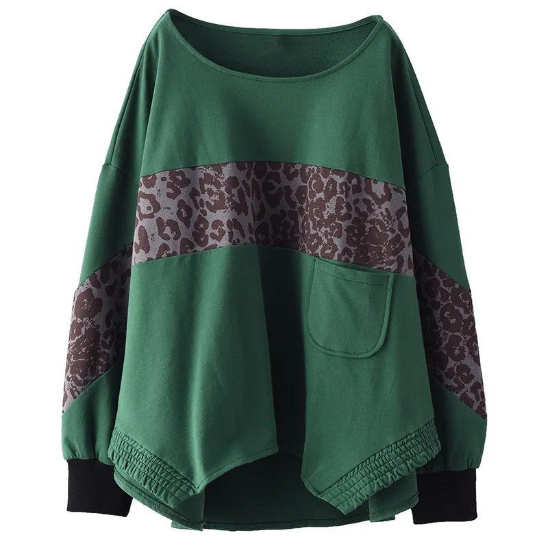 

SOUL OF TIGER 2021 Spring Fashion Streetwear Womens Leopard Patchwork Tshirts Ladies Loose Punk Style Tees Female Tops Plus Size