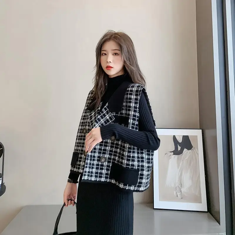 

Two - Piece Vest Western Style Knitted Dress Women 's Suit Slimming Short-Height Mature Women Style Korean Style Commuter