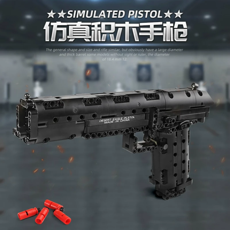 

563p Diy Parent-child Game Simulation Desert Hawk Pistol Series Small Particle Assembling And Inserting Building Block Toy Model