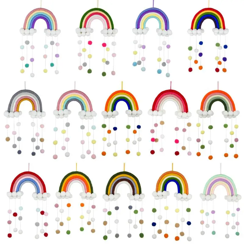 

Nordic Rainbow Tapestry Handmade Weaving Ornament Kids Room Wall Hanging Decor