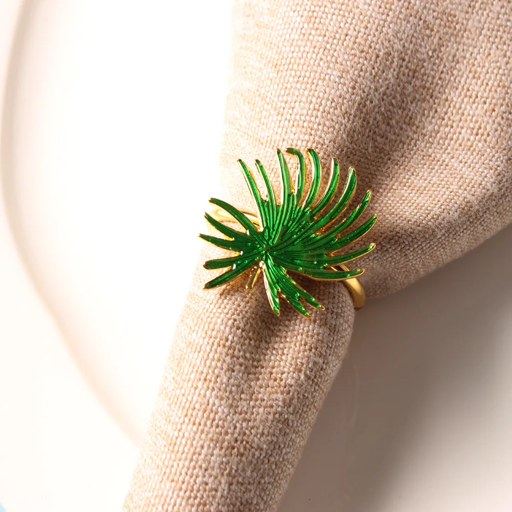 6 шт./лот зелено-коричневое кольцо для салфетки в форме листа виде дерева тканевое