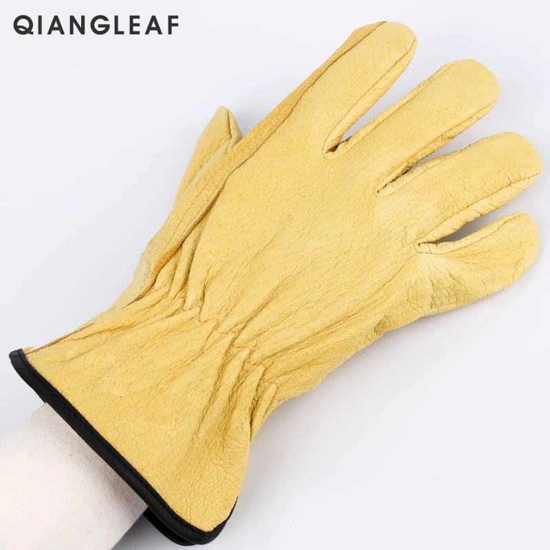 QIANGLEAF, новинка, мужские рабочие перчатки, свиная кожа, защита для безопасности, режущий рабочий ремонтник, гаражные гоночные перчатки, H92