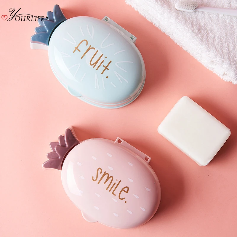 OYOURLIFE портативный мультяшный ананас мыльница с крышкой для ванной