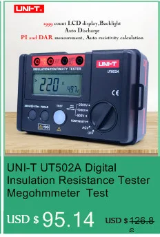 UNI-T UT502A цифровой тестер сопротивления изоляции er Мегаомметр вольтметр переменного тока непрерывность тест ЖК-подсветка Высоковольтная индикация
