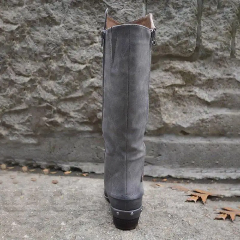 Г. Женские ботинки пикантные зимние ботинки на молнии по колено женские ковбойские ботинки Удобная водонепроницаемая обувь на плоском каблуке Женская обувь