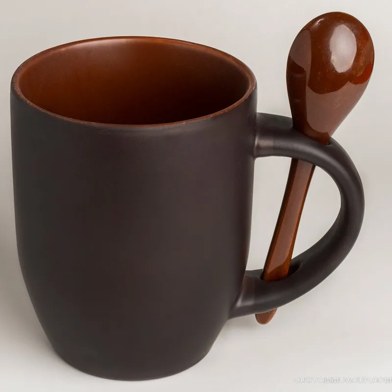 Brown SPSCO 11 унций Внутри цветная кружка для кофе, меняющая цвет, Волшебная чашка, персонализированная кружка для фотографий, Заказная чашка с ложкой - Цвет: Brown