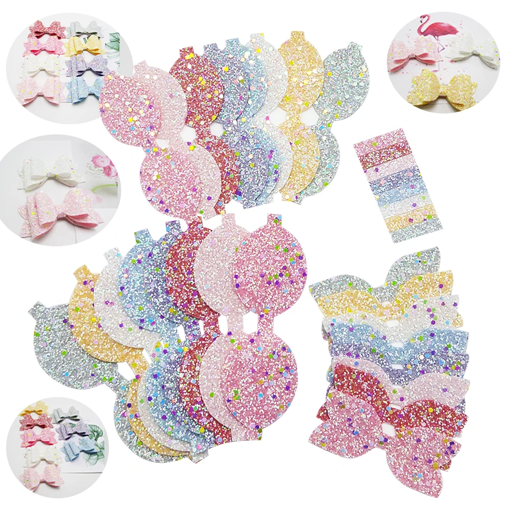 Бант для волос QIBU, из искусственной кожи с блестками, аксессуары для волос для детей, для дня рождения, декорация рукоделие хобби