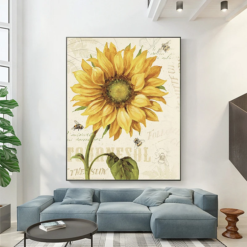 Голубое небо и белые облака Подсолнух художественная живопись по номерам