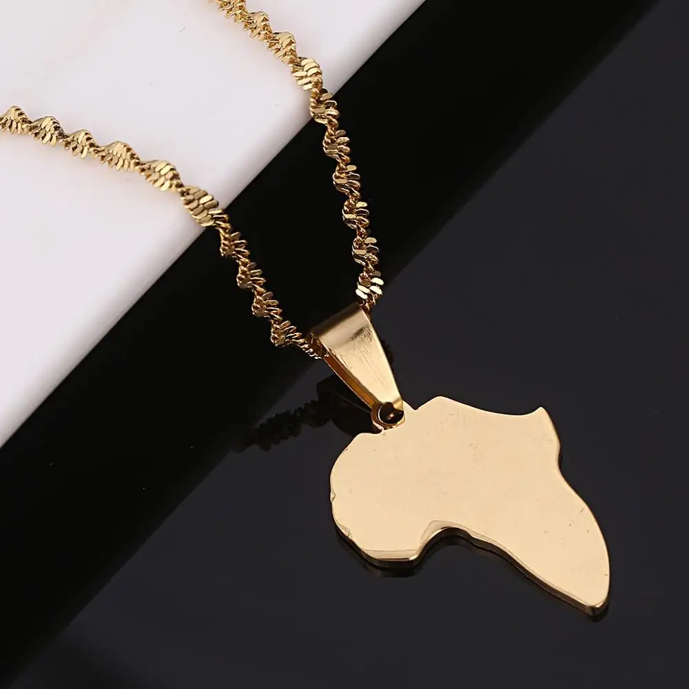 Stainless Steel Fashion African Map Pendant Necklace of Africa Chain Jewelry | Украшения и аксессуары