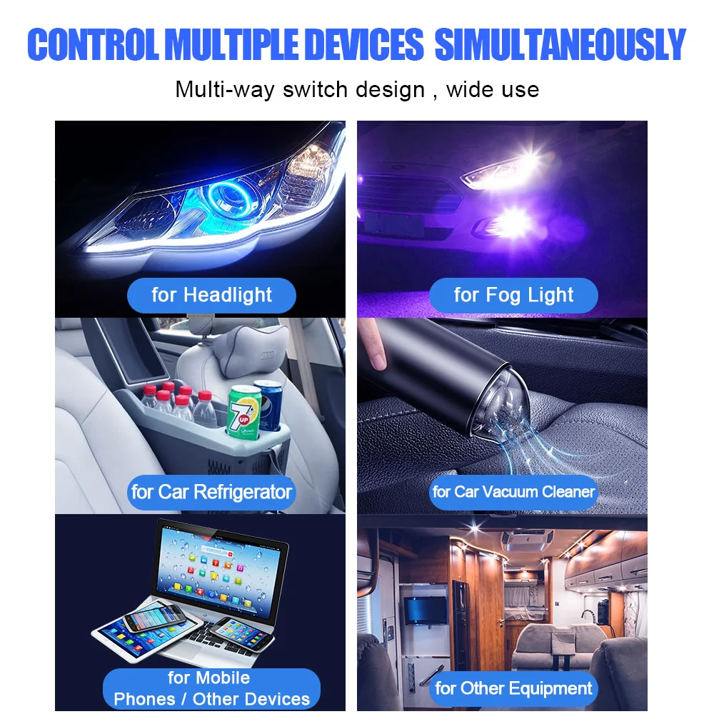 

12~24V Circuit Control LED Digital Voltmeter 4 Gang Car Switch Panel Marine Rocker Switch Panel Waterproof