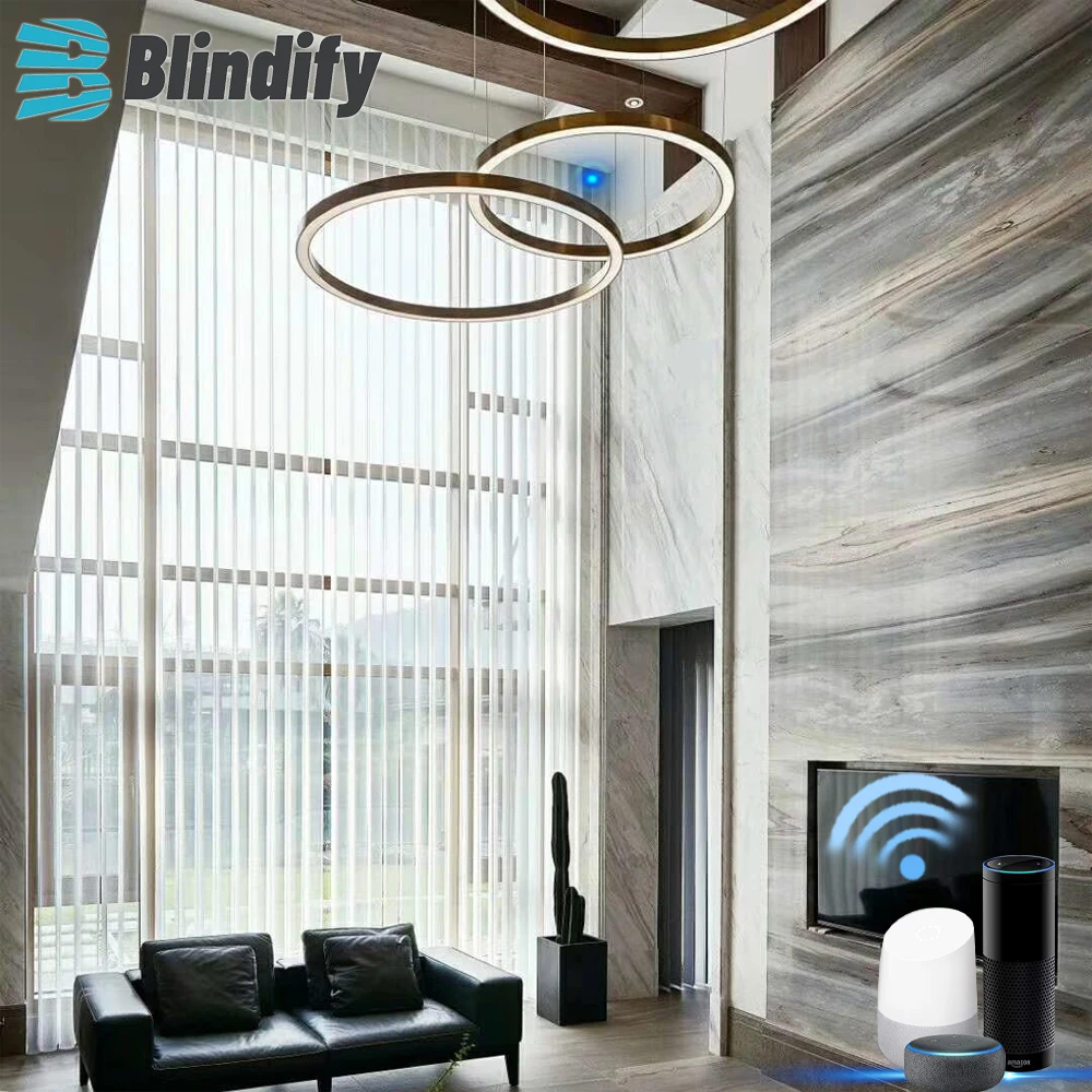 

Умные вертикальные жалюзи Blindify для гостиной, моторизованные раздвижные треки, полузатемняющие, совместимые с Google Alexa, голосовое управление