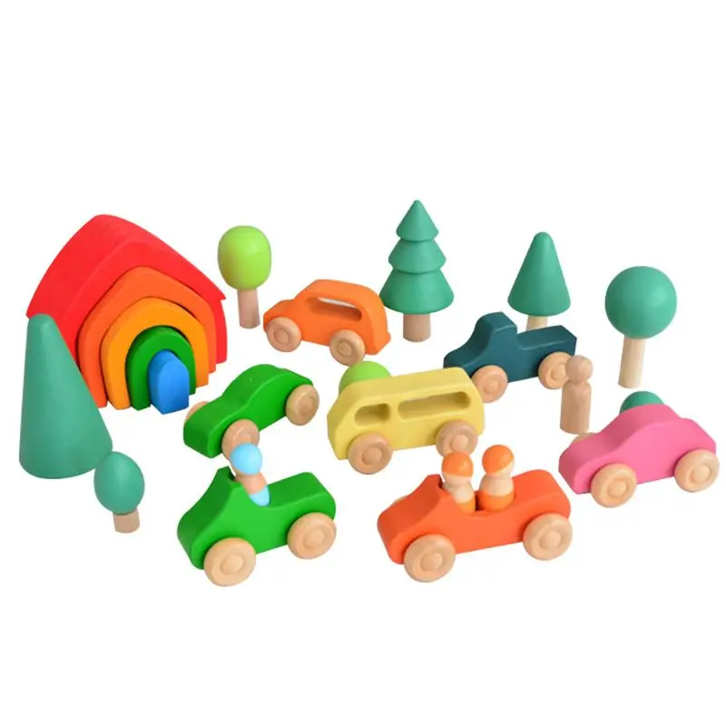 

MOLD Kids Wooden Rainbow Building Blocks Sea Wave Hand-Eye Puzzle Educational Toys Birthday Gifts