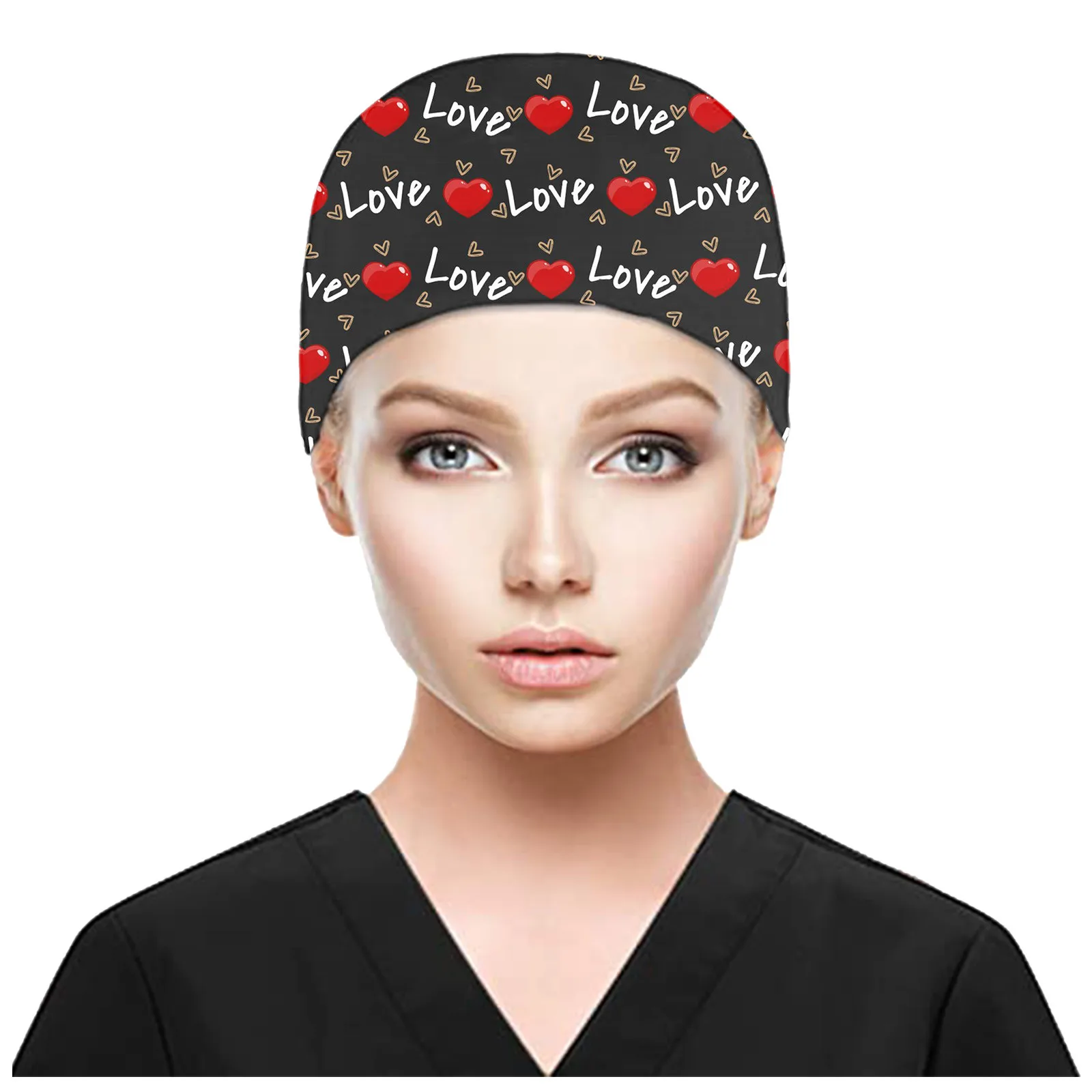 Шапка женская с принтом сердец и цветов головной убор для гостиной аптеки