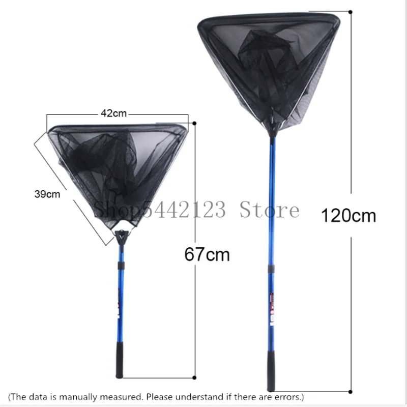 

Fishing net aluminum alloy composite triangle folding non-slip handle portable immersion net fishing gear blue red green