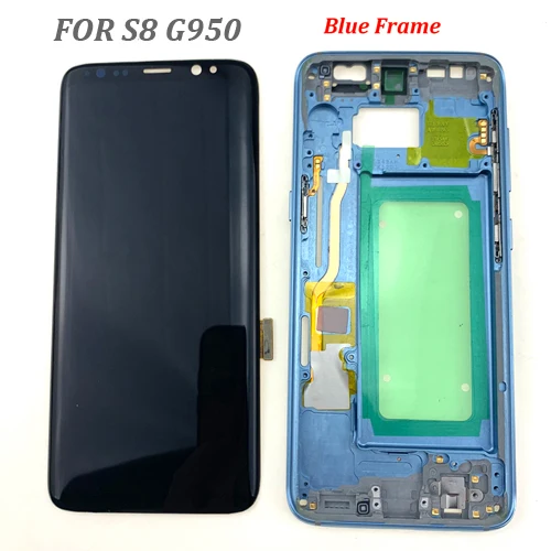G950 with Blue Frame ЖК-экран для Samsung S8 S8 Plus G950F G955F дисплей для Samsung Galaxy S8 S8 Plus ЖК-комплект сенсорного экрана Замена - Цвет: G950 with Blue Frame