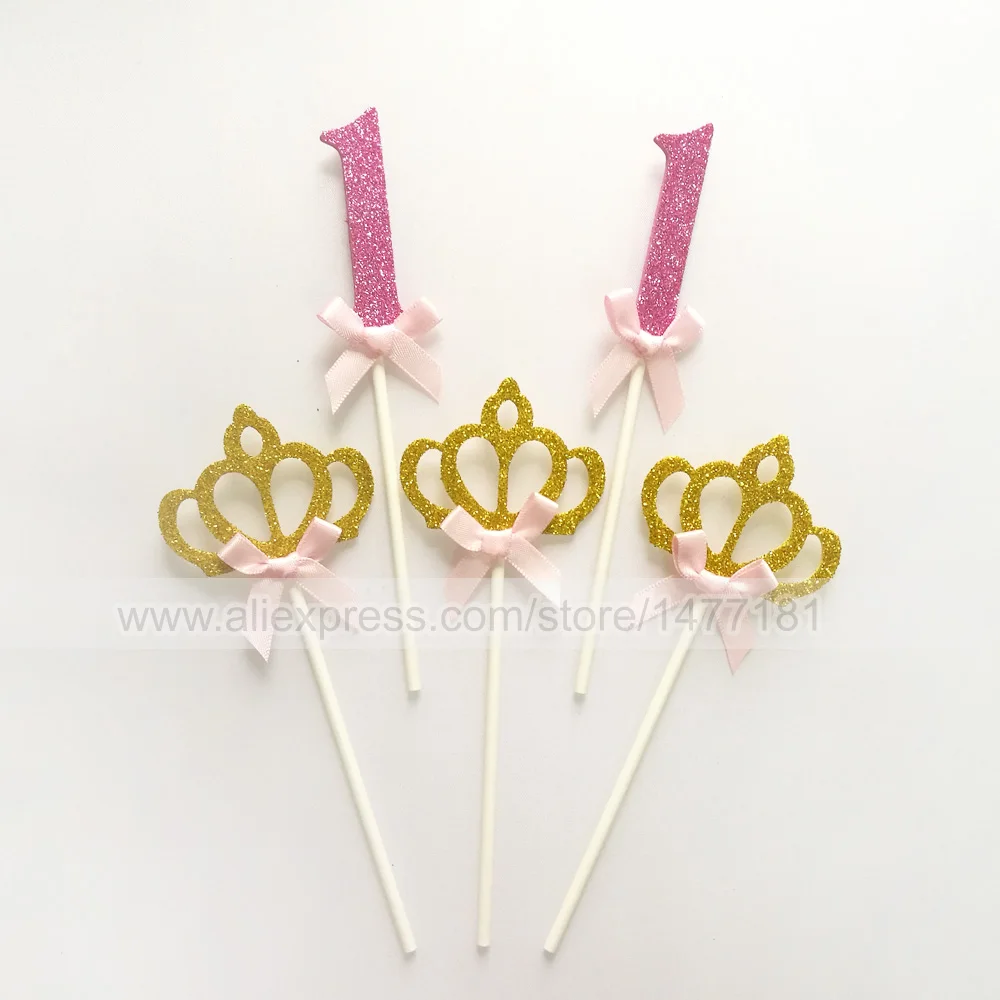 Набор из 24 предметов с блестками и цифрой 1 Топ изображением кекса для малышей год