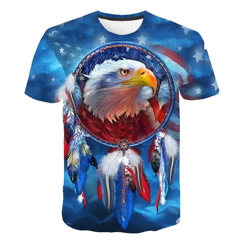 Футболка мужская с 3D-принтом лысого орла модная повседневная футболка круглым