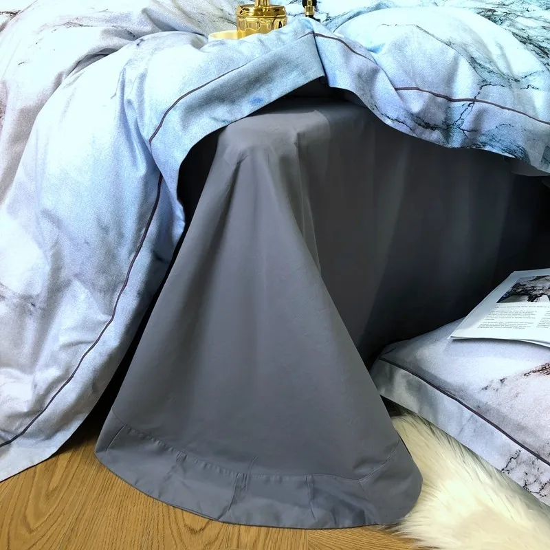 

Gray Marble printed Luxury Chic Bedding set 1000TC Egyptian Cotton Soft Duvet cover Bed Sheet Pillowcases Queen King size 4Pcs