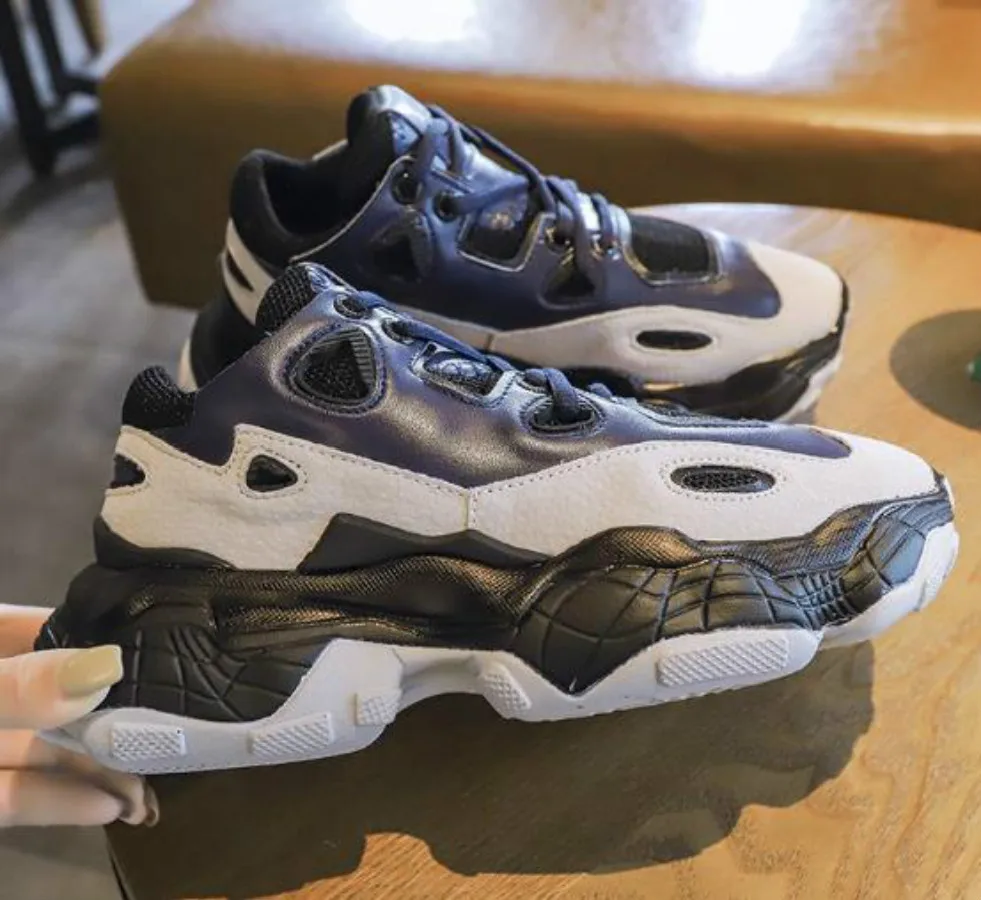 

2019 Women Sneakers Fashion Whiter Platform Ladies Chunky Causal Shoes Woman Leather Sneakers Shoes Chaussure Femme T1091