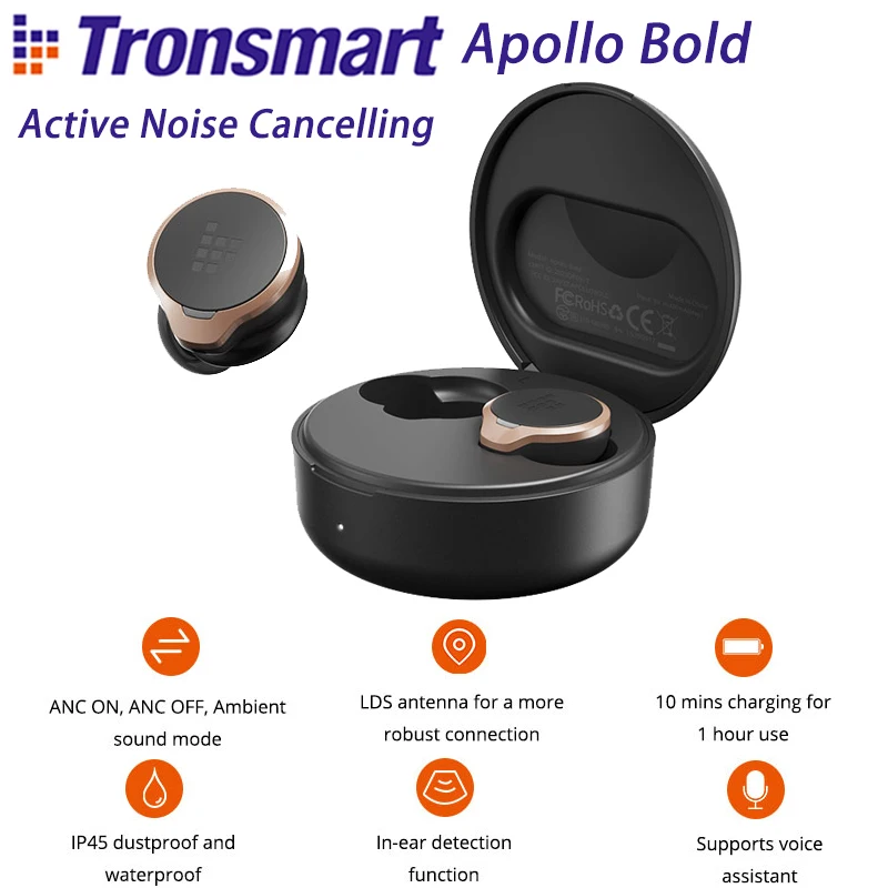 Беспроводные наушники Tronsmart Apollo Bold Qualcomm QCC5124 активное шумоподавление стандартные
