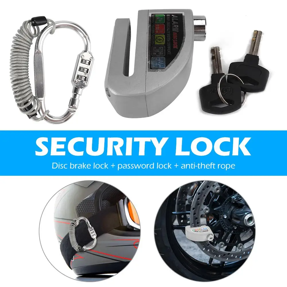 

Шлем Комбинированный Замок мотоциклетная сигнализация дисковый замок со стальной проволокой напоминание веревка легкость портативность ...