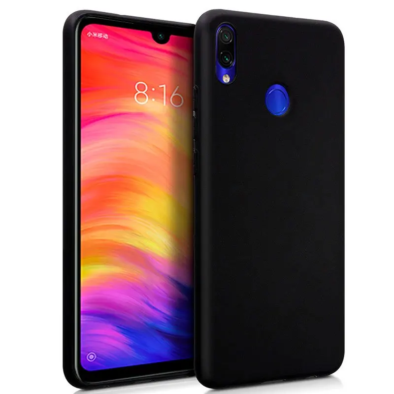 Силиконовый чехол для Xiaomi Redmi Note 7 / Pro черный мягкий гель ТПУ легкая Резина |