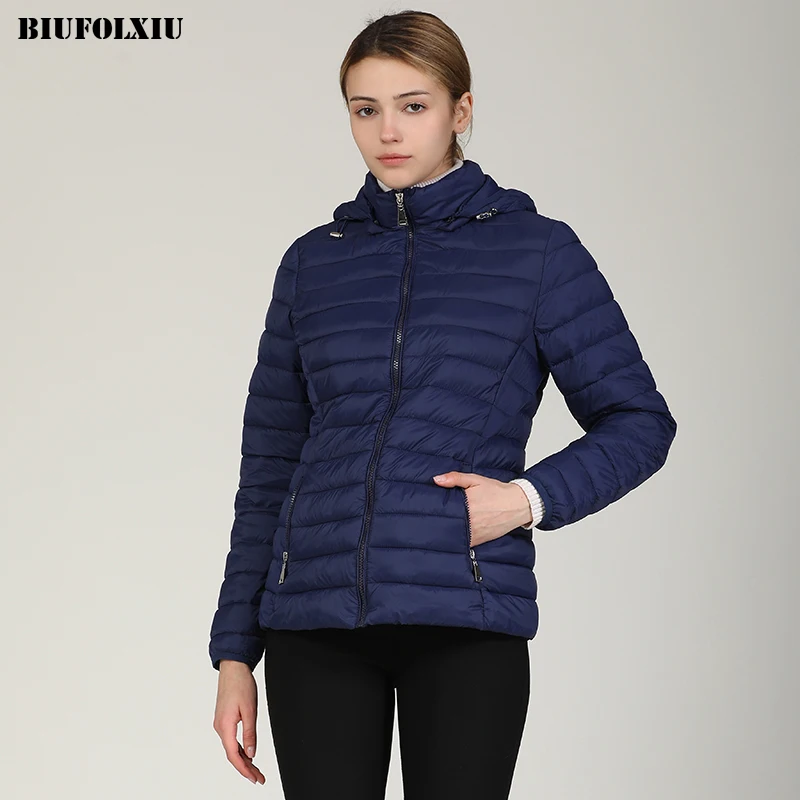 

BIUFOLXIU пуховые куртки для девочек зимние 2020 новые парки светильник вес короткое пальто с капюшоном с длинными рукавами с отложным воротником...