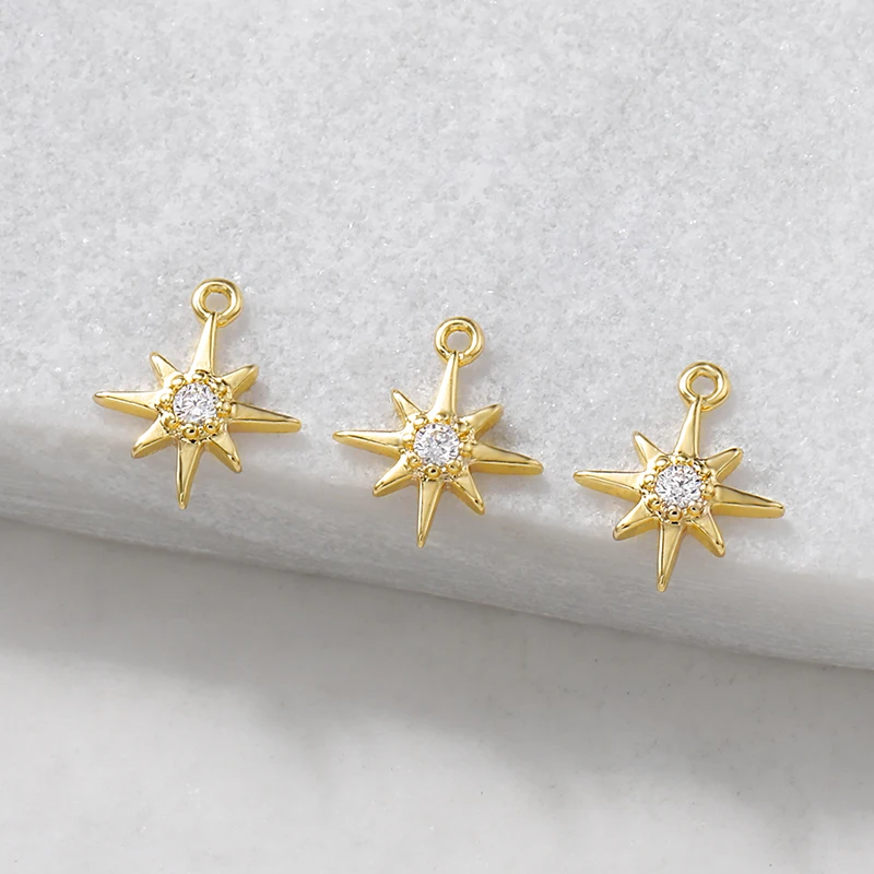 Оптовая продажа с фабрики золотой цвет латунь и циркон снежинки подвески