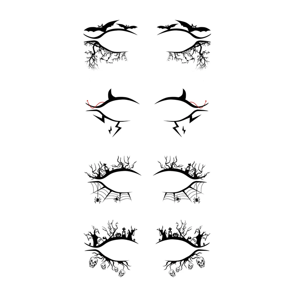 

1 пара наклеек для лица, инструмент для макияжа на Хэллоуин, временная тату-наклейка, водостойкая одноразовая подводка для глаз, наклейка на ...