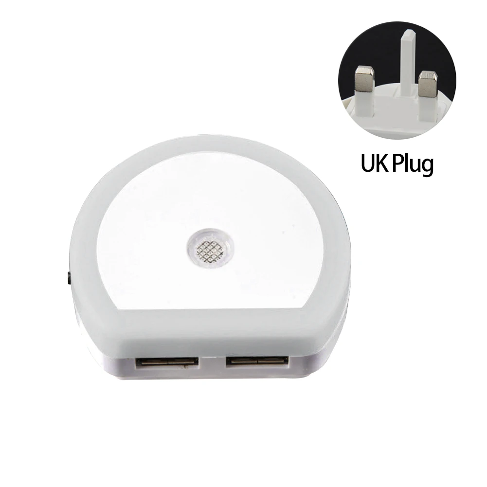 

Зарядное устройство для телефона с вилкой Стандарта США ЕС Великобритании настенный светодиодный Ночной светильник двойной USB мини для спа...