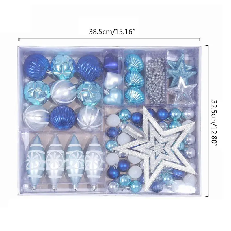 

1 Box Christmas Balls Star Set Shatterproof Hanging Xmas Tree Ornaments Wedding