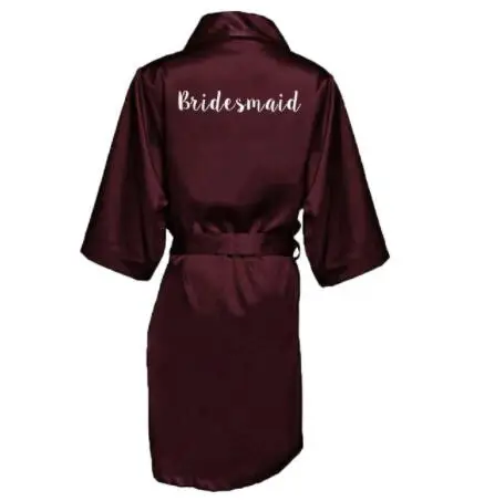 Атласное свадебное кимоно бордового цвета для невесты подружки невесты|Халаты| |