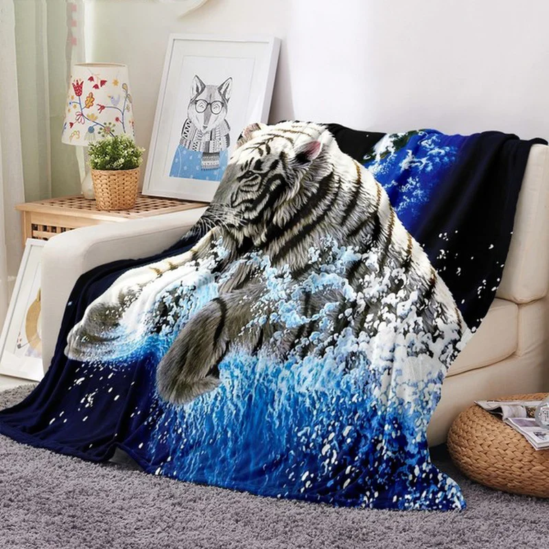 

Cartoon Children Warm Bed Throw Blanket Newborn Bayby Blanket Tiger Lion Print Animals Plush Throw Blanket Sofa Flannel Blanket