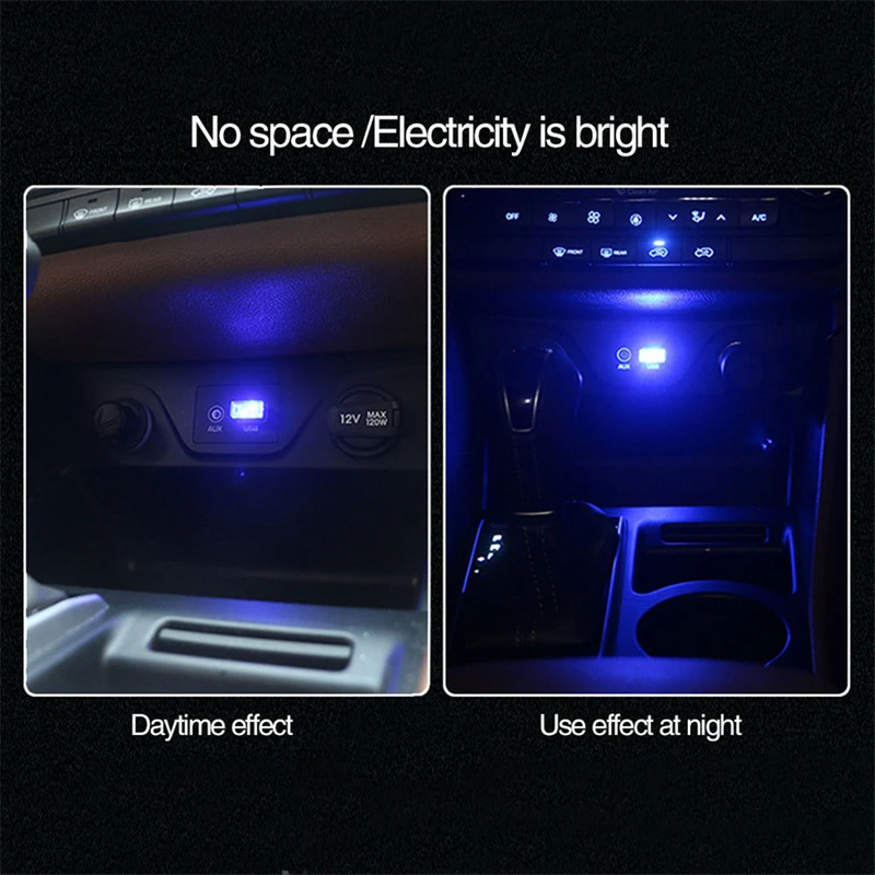 Гибкая мини USB Светодиодная лампа красочные огни портативная для автомобиля