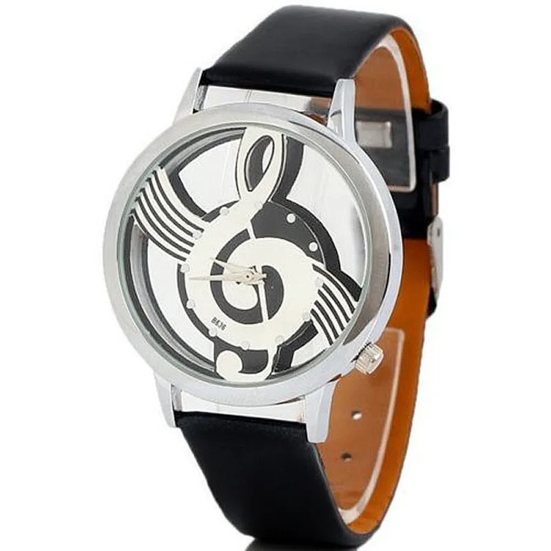 

Fashion Creative Transparent Watches Women Wristwatches Musical Note Watches Casual Ladies Watches montre femme horloge dames