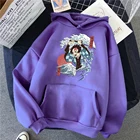 Толстовка мужская флисовая с капюшоном, Повседневный пуловер с принтом в стиле японского аниме, кофта с рассеянным демоном, уличная одежда, осень-зима