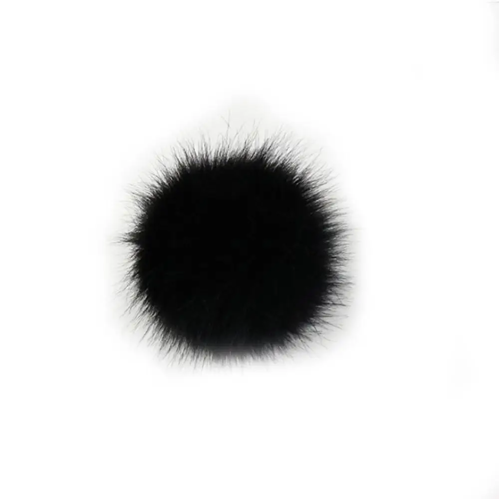 Black-8cm Цветной 8/10 см большой помпон из натурального искусственного меха лисы меховой помпон для женщин шапка Меховые помпоны для шапок шапка s для вязаной шапки - Цвет: Black-8cm
