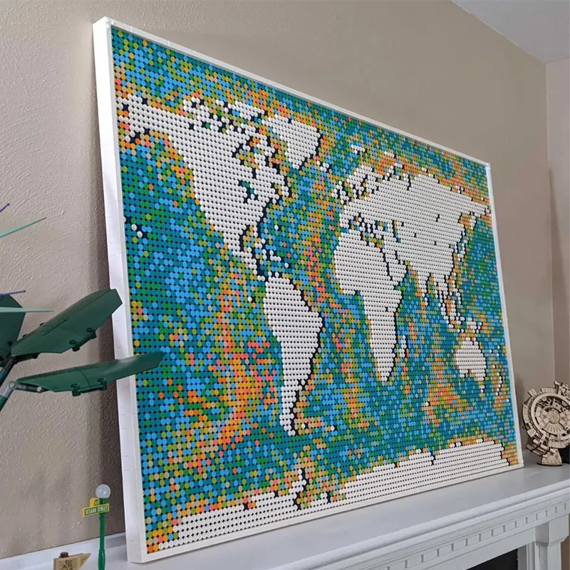 

2021 New Art Moc Understanding World Map Mosaic Circular Building Blocks Bricks Educational Kids Toys Christmas Birthday Gifts