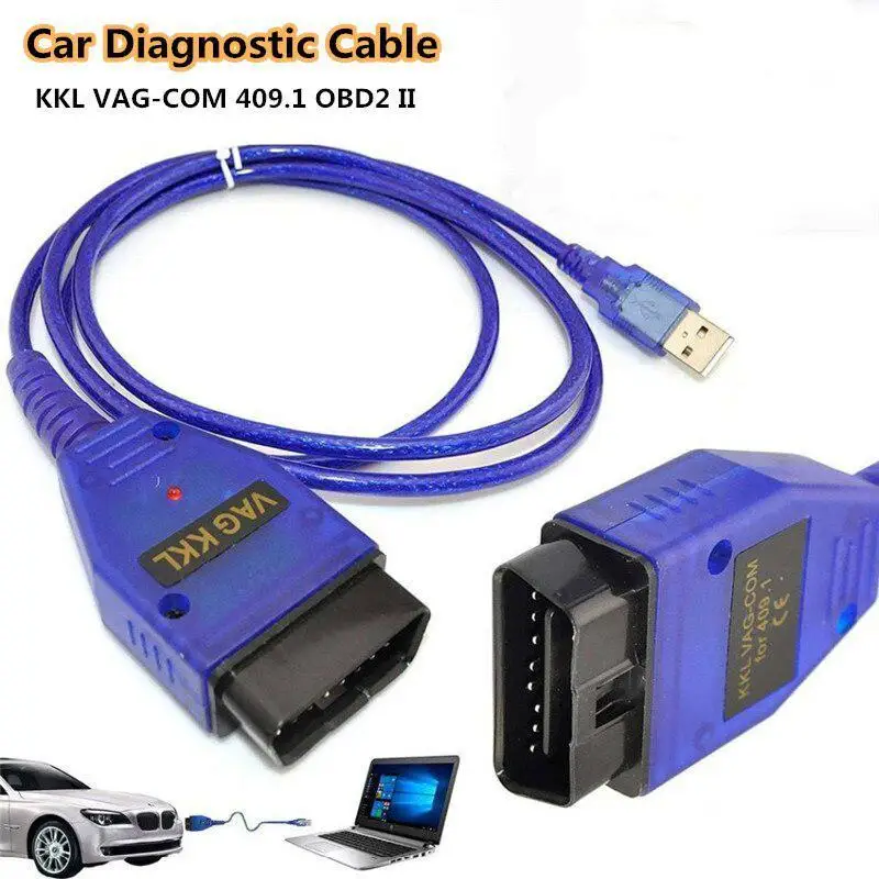 

Car Diagnostic Cable KKL VAG-COM 409.1 OBD2 II OBD Diagnostic Scanner Auto Cable Aux Car Diagnostics Tools USB VGA-COM Interface