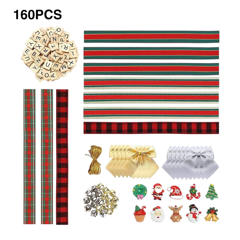 

Украшения для новогодней елки, блоки с буквами, лента «сделай сам», бант, колокольчик, аксессуары из смолы, подвеска, подвесной праздничный н...