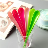 100pcs disposable curved ice cream spoon drop shaped long handle plastic for kitchen cake pudding tableware